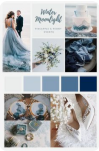 Blue wedding moodboard Pinterest